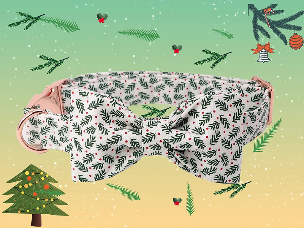 Christmas Dog Collar, Pet Collar Soft with Comfy Bowtie Dog Collars Holiday Adjustable Pet Gift Collars for Small Medium Large Dogs